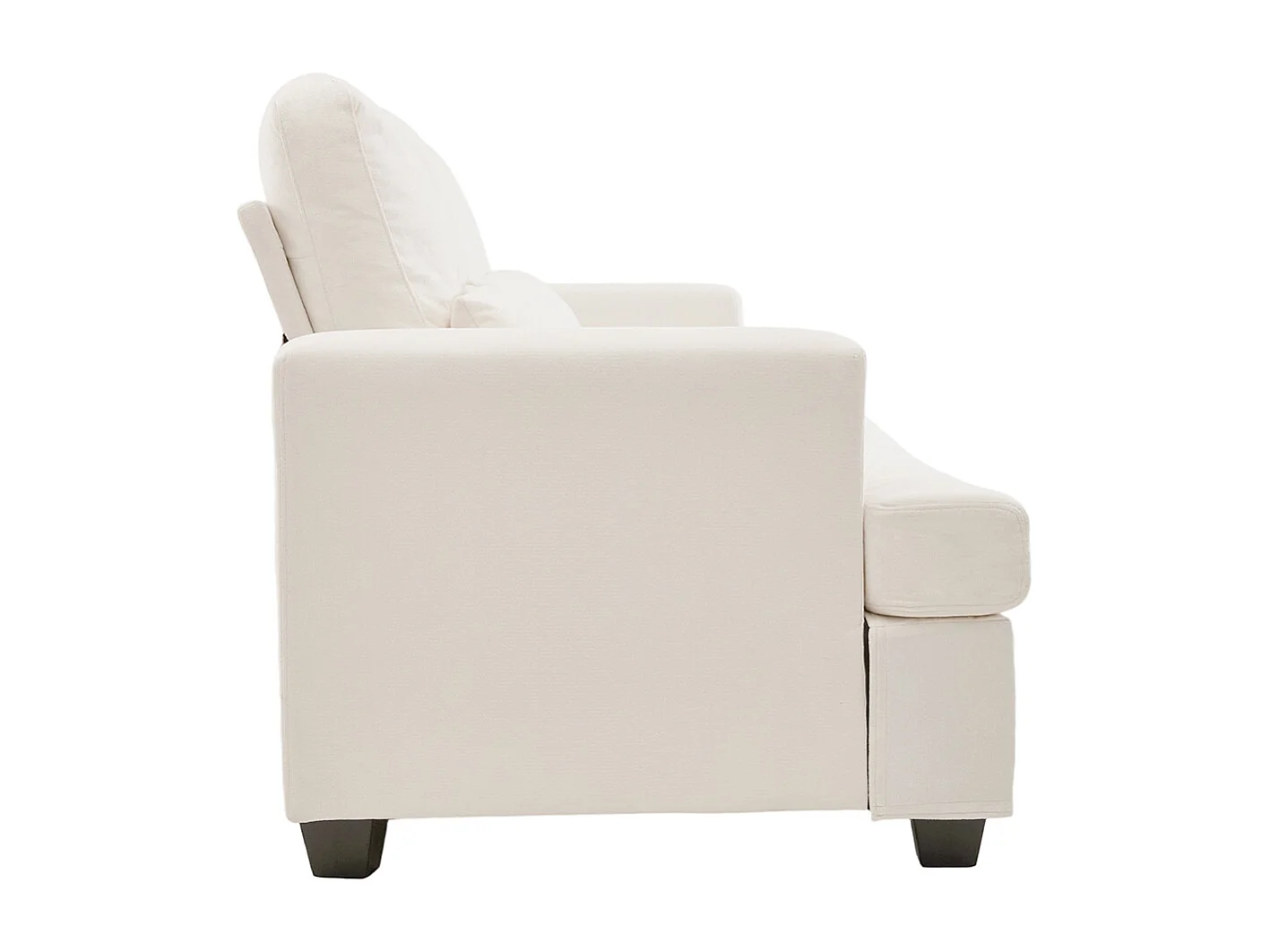 Beige White Chenille 3-Seater Sofa with Throw Pillows