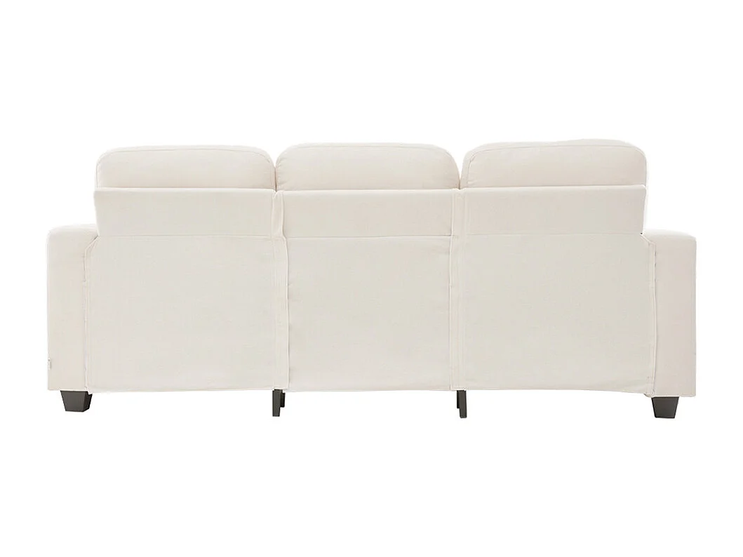 Beige White Chenille 3-Seater Sofa with Throw Pillows