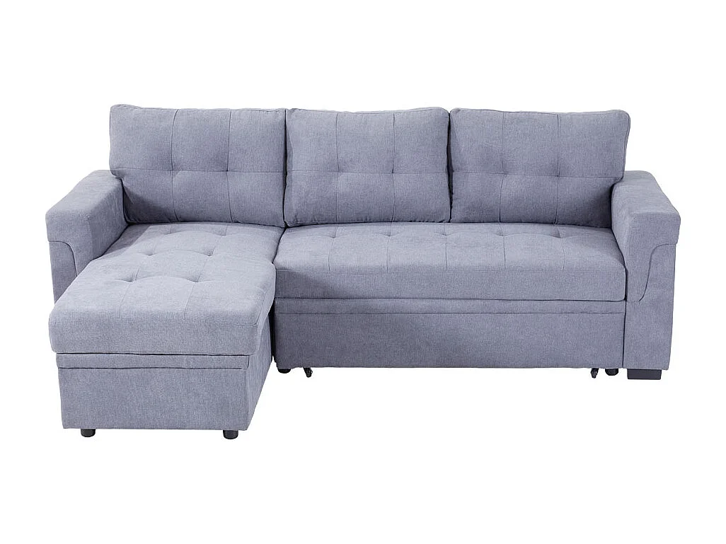 Grey L Shape 3-Seater Corner Sofa Bed with Reversible Chaise & Storage