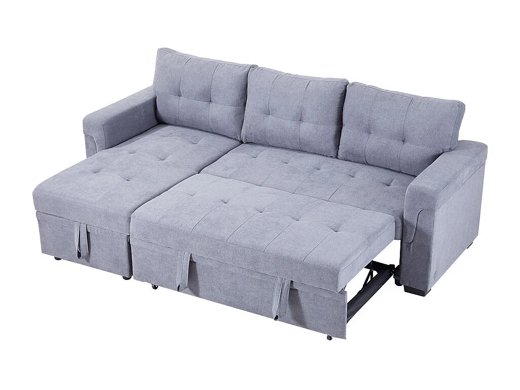 Grey L Shape 3-Seater Corner Sofa Bed with Reversible Chaise & Storage