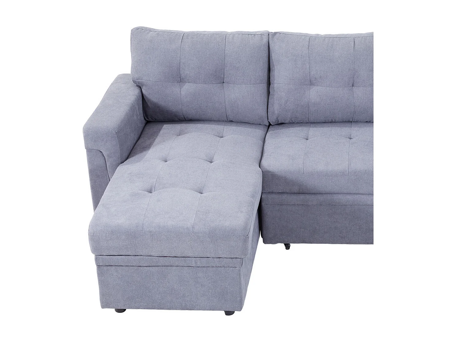 Grey L Shape 3-Seater Corner Sofa Bed with Reversible Chaise & Storage