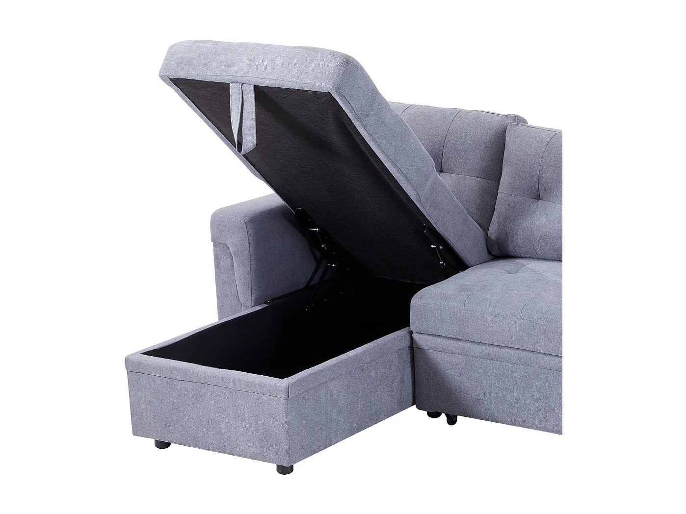 Grey L Shape 3-Seater Corner Sofa Bed with Reversible Chaise & Storage