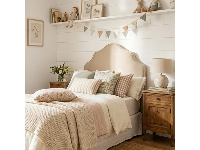 Gepolstertes Kopfteil beige 90/105cm