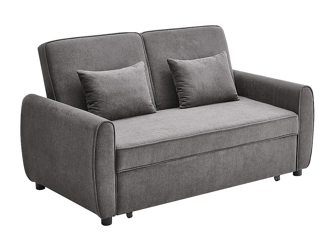 Dark Grey 2-Seater Convertible Sofa Bed with 2 Pillows
