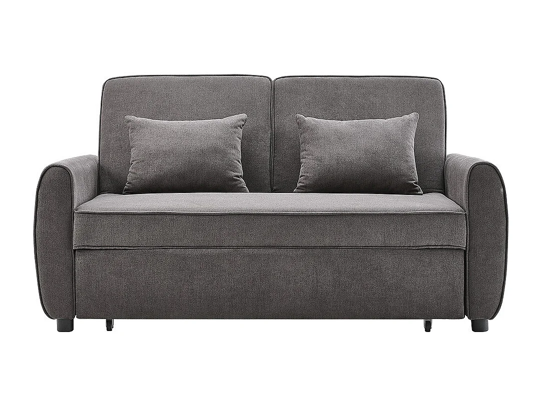 Dark Grey 2-Seater Convertible Sofa Bed with 2 Pillows