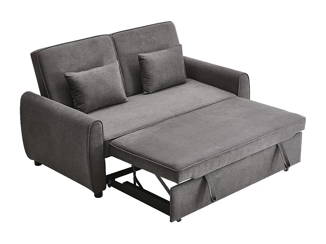 Dark Grey 2-Seater Convertible Sofa Bed with 2 Pillows