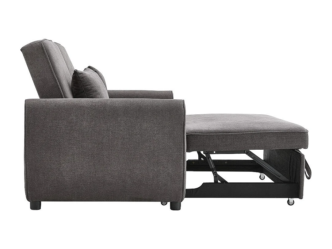 Dark Grey 2-Seater Convertible Sofa Bed with 2 Pillows