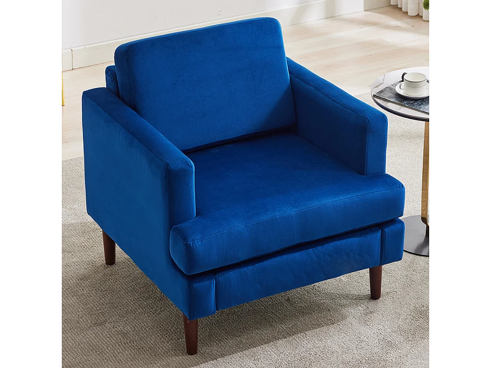 Mid-Century 1 Seater Sofa with Soft Cushion Seat & Back Support - Blue