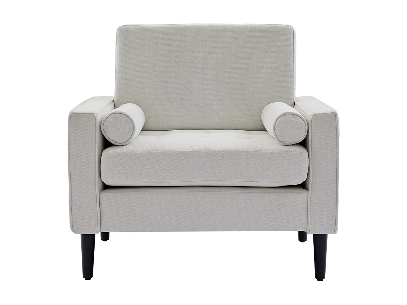 Mid-Century 1 Seater Armchair with Bolster Pillows - Beige