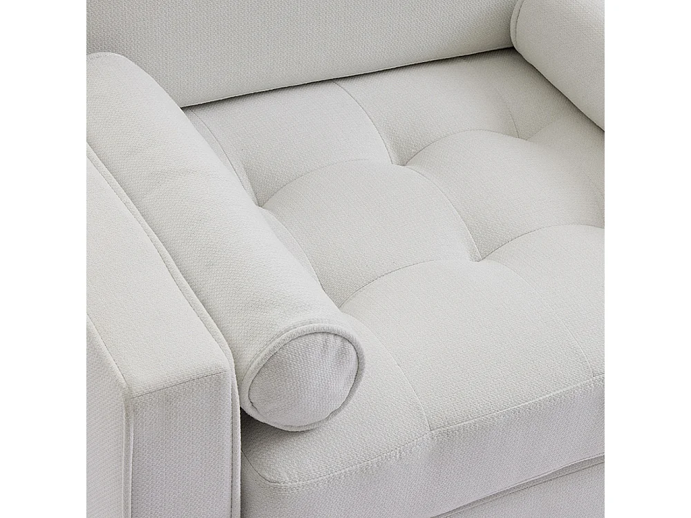 Mid-Century 1 Seater Armchair with Bolster Pillows - Beige