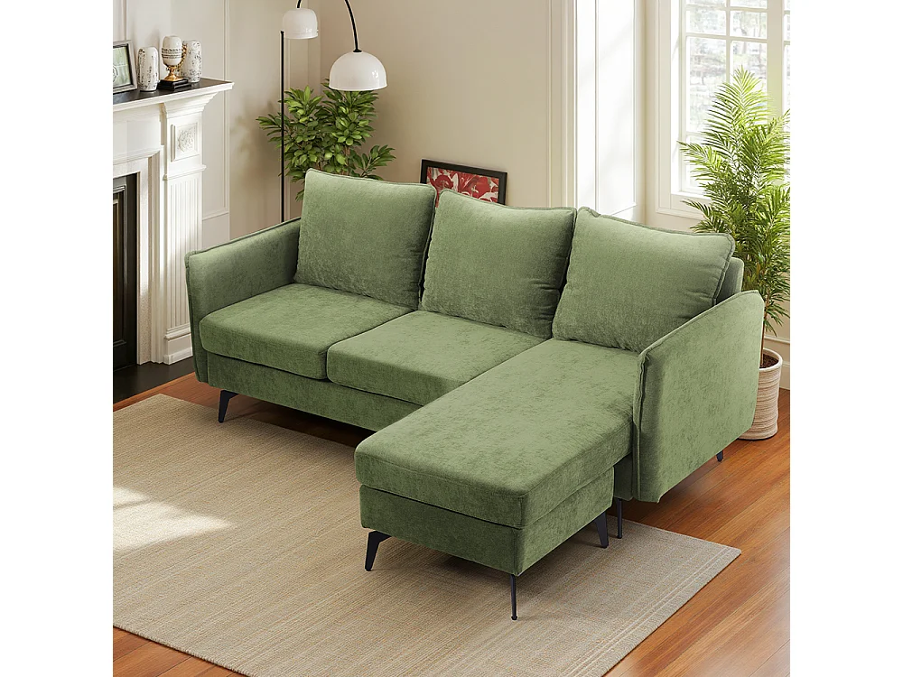 Green 3-Seater Corner Sofa with Reversible Chaise