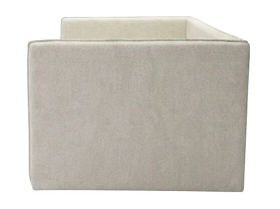 Lit tapissé avec rangement aggloméré beige 74x202x102cm