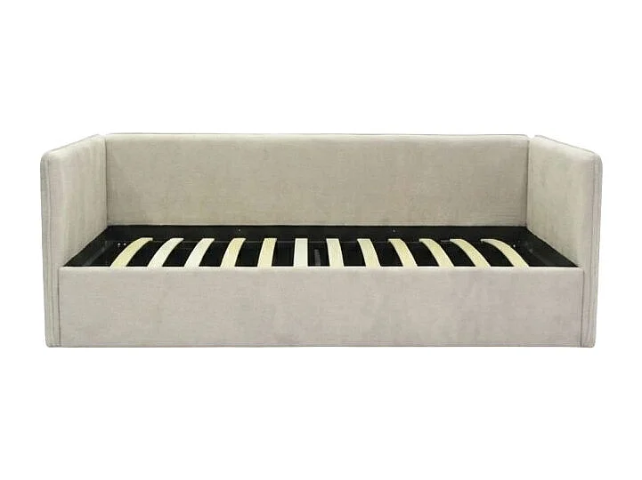 Lit tapissé avec rangement aggloméré beige 74x202x102cm