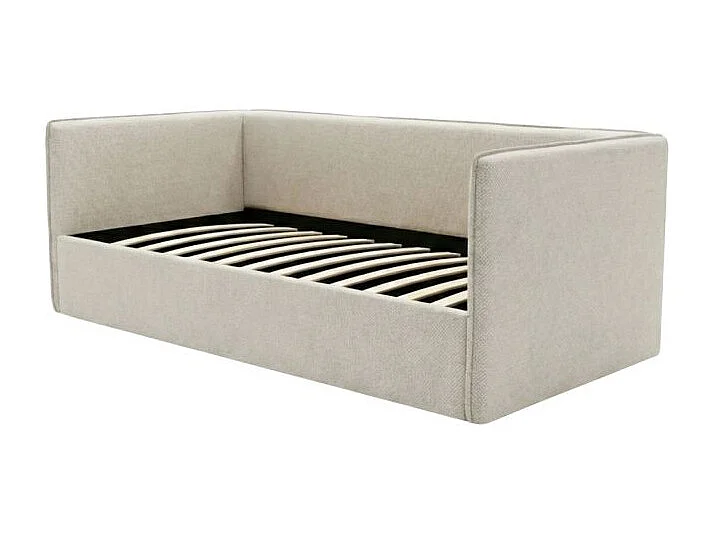 Lit tapissé avec rangement aggloméré beige 74x202x102cm