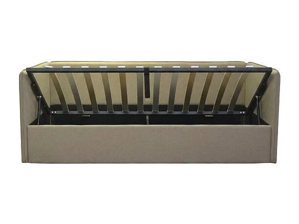 Lit tapissé avec rangement aggloméré marron 74x202x102cm