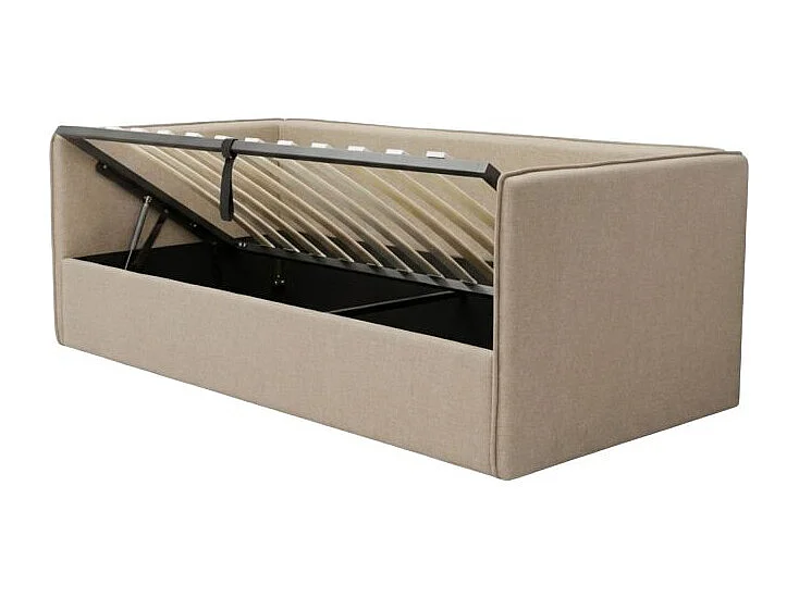 Lit tapissé avec rangement aggloméré marron 74x202x102cm