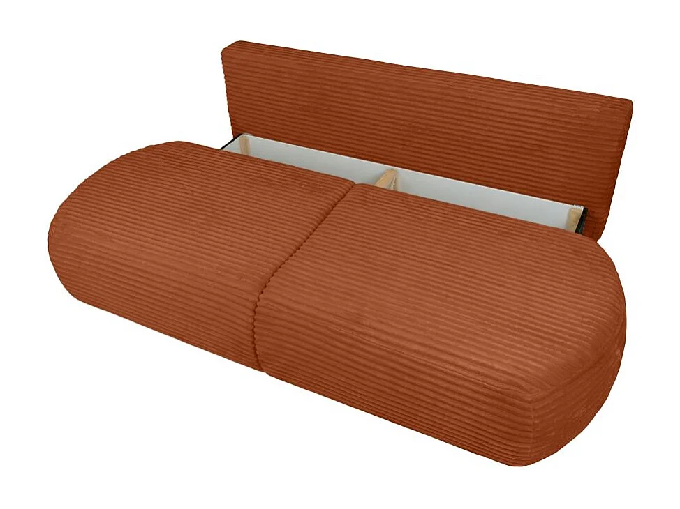 Canapé convertible 4 places en velours côtelé terracotta FABIO