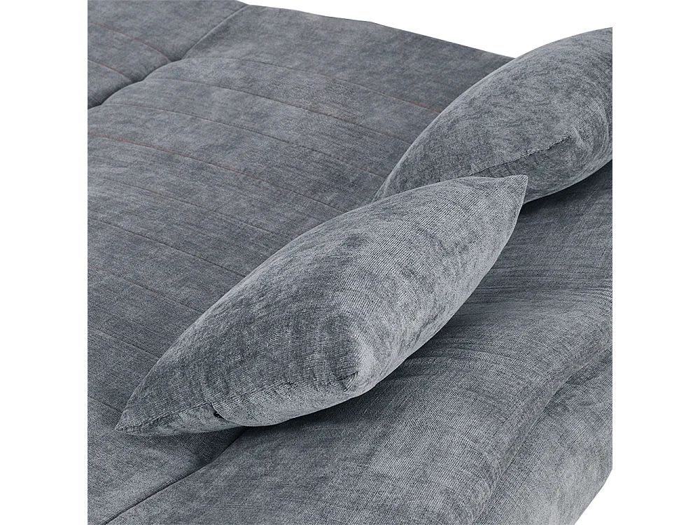 Grey Linen 2-Seater Convertible Sofa Bed with Cushions