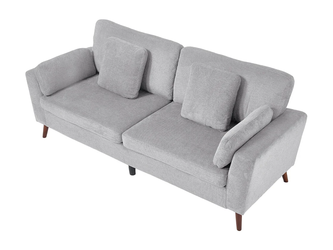 Chenille 2-Seater Sofa with Throw Pillows - Grey