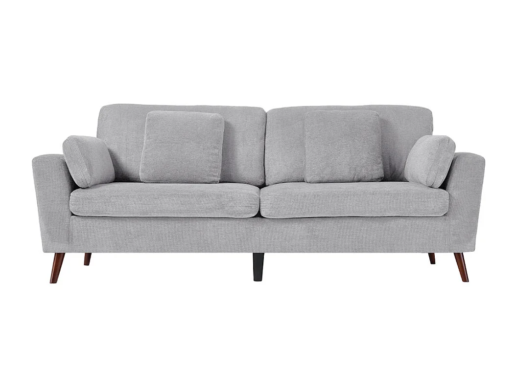 Chenille 2-Seater Sofa with Throw Pillows - Grey