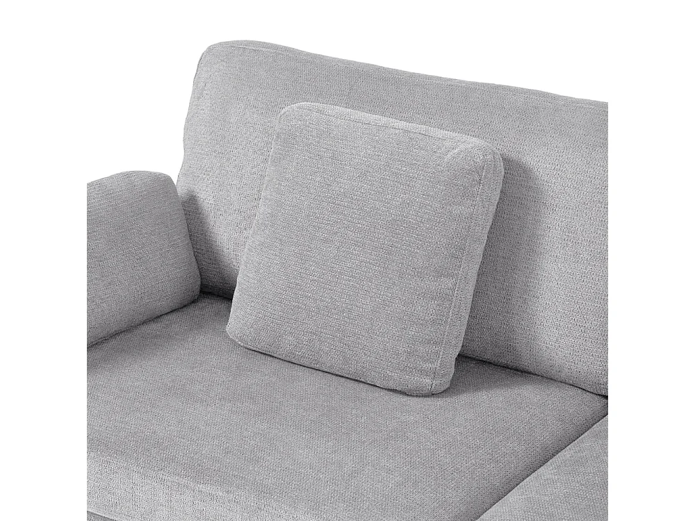 Chenille 2-Seater Sofa with Throw Pillows - Grey