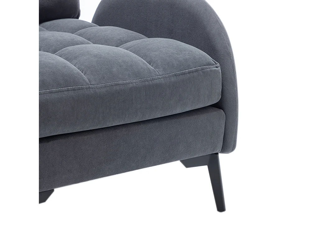 Frosted Velvet Leisure Recliner with Footstool - Grey