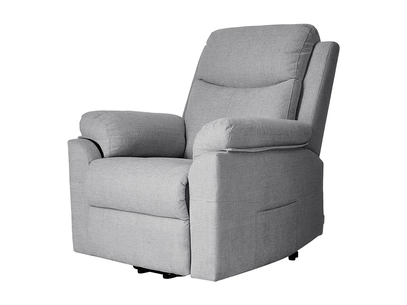 Chenille 1 Seater Reclining Sofa with Footrest - Grey