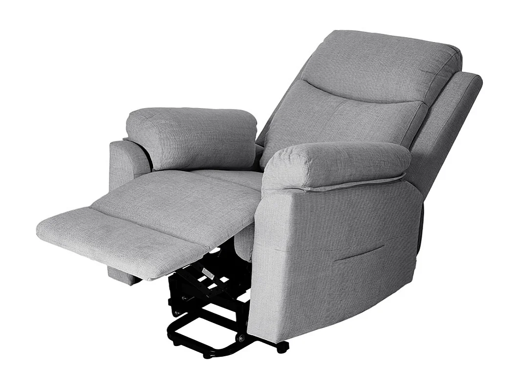 Chenille 1 Seater Reclining Sofa with Footrest - Grey