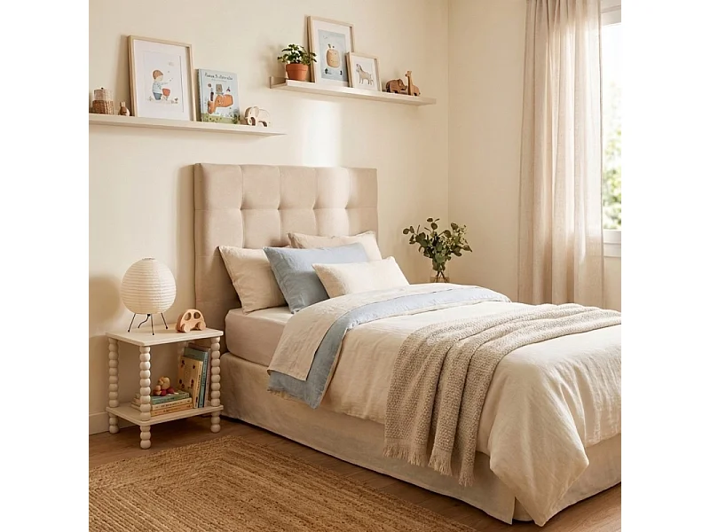 Gepolstertes Kopfteil beige 90/105cm