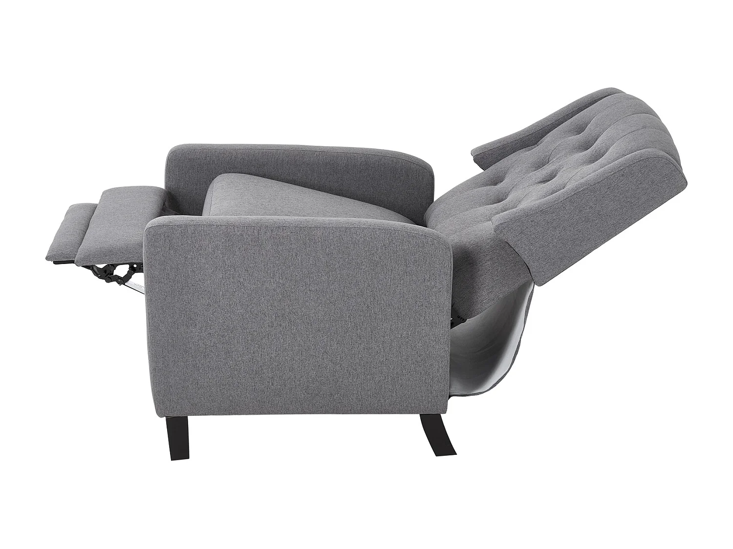 Grey Linen Button Tufted 140° Pushback Recliner Armchair with Footrest