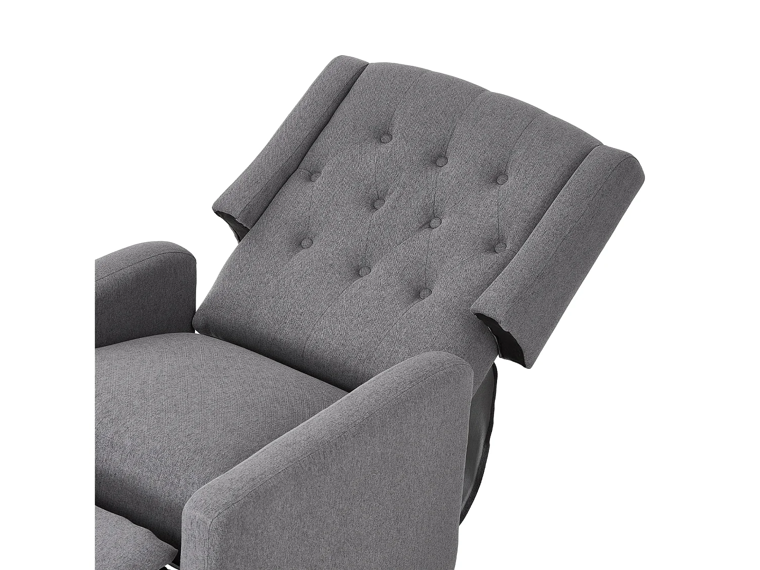 Grey Linen Button Tufted 140° Pushback Recliner Armchair with Footrest