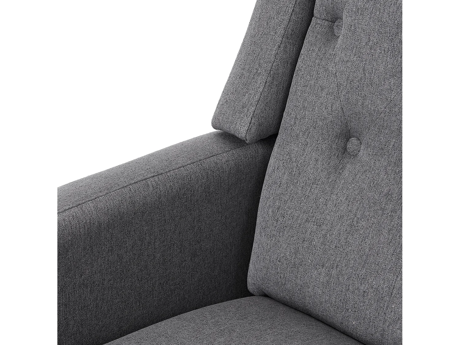 Grey Linen Button Tufted 140° Pushback Recliner Armchair with Footrest