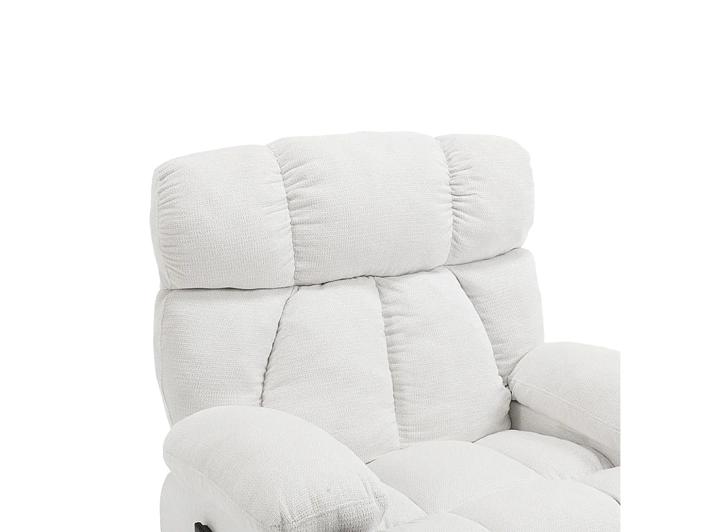 White Chenille Power Lift Recliner Armchair with Massage & Heat