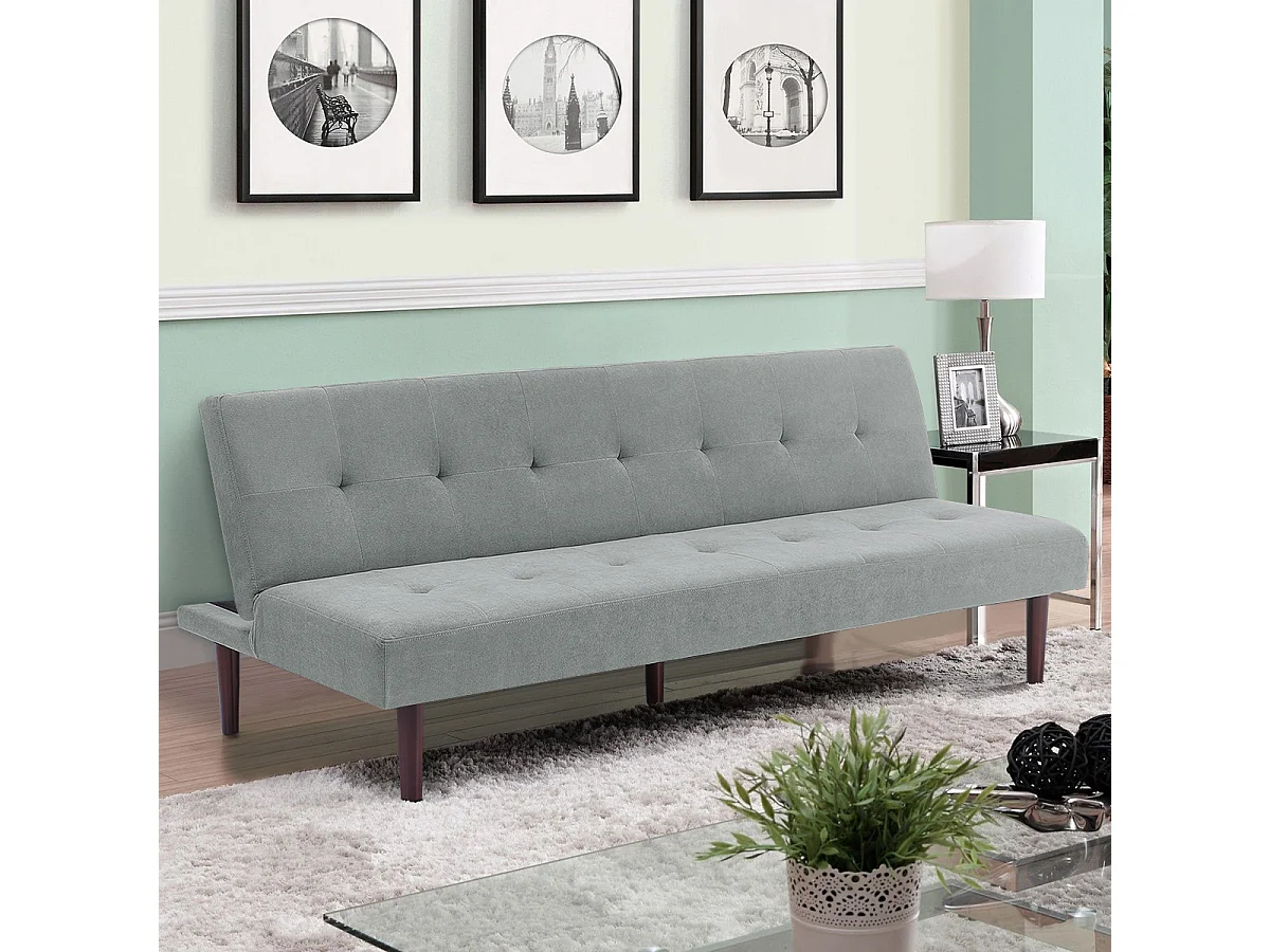 Tufted Grey Towelling 2-Seater Clic Clac Sofa Bed