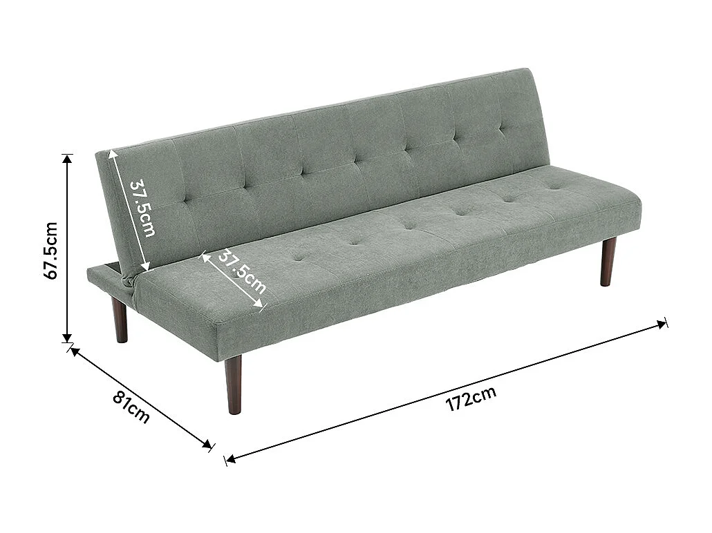Tufted Grey Towelling 2-Seater Clic Clac Sofa Bed
