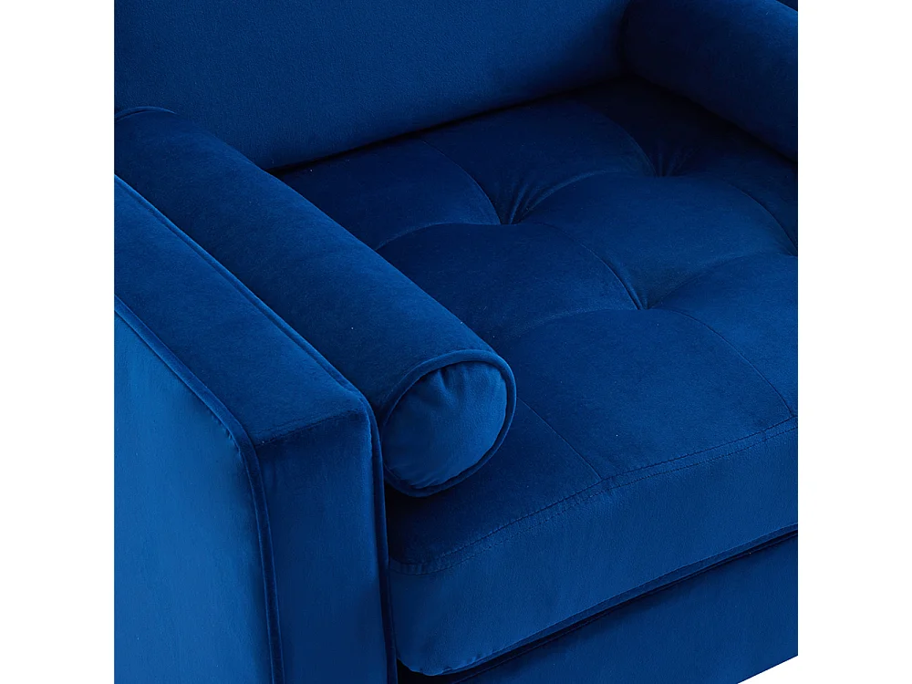Mid-Century 1 Seater Armchair with Bolster Pillows - Blue