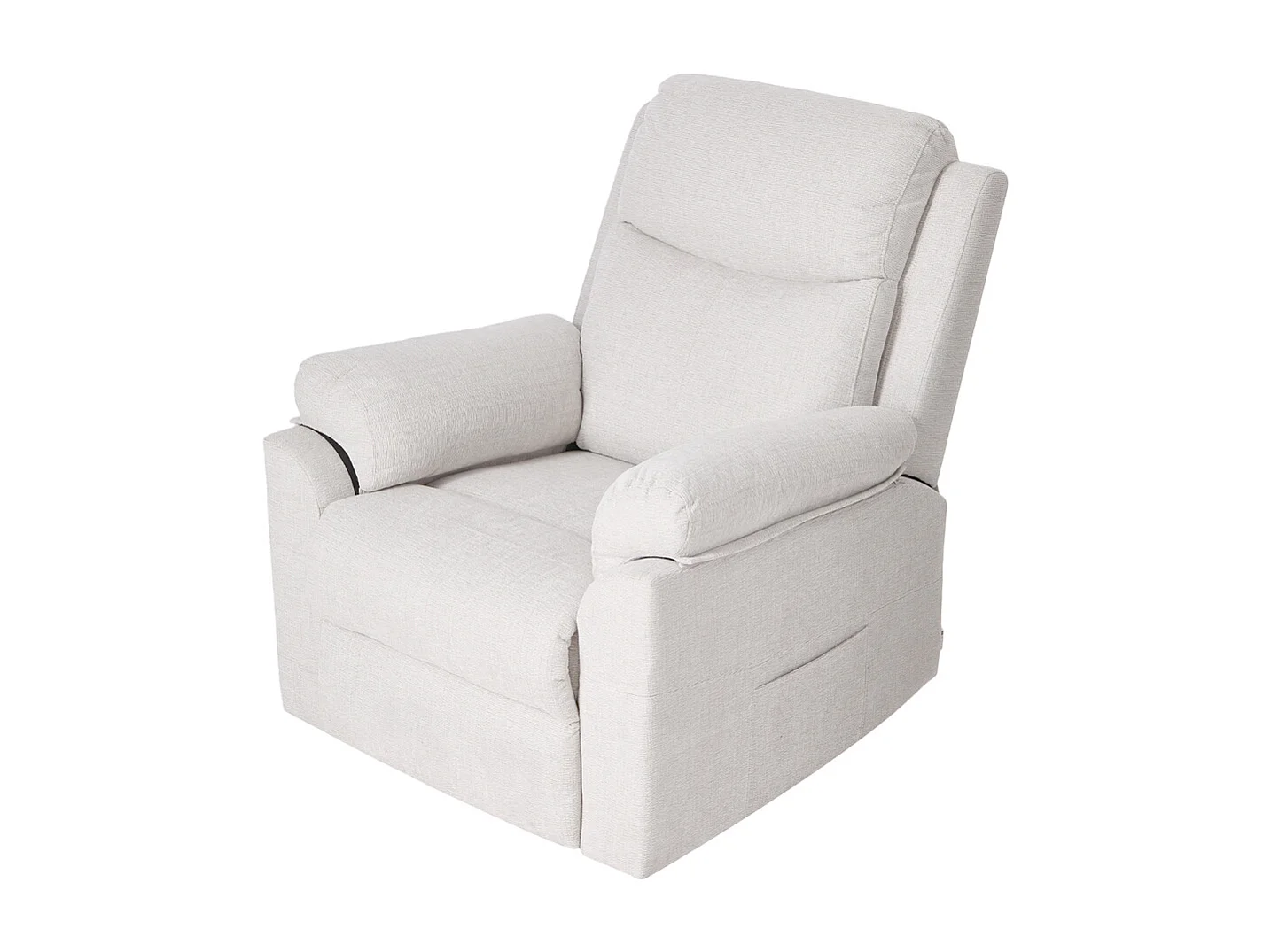 Chenille 1 Seater Reclining Sofa with Footrest - Beige White
