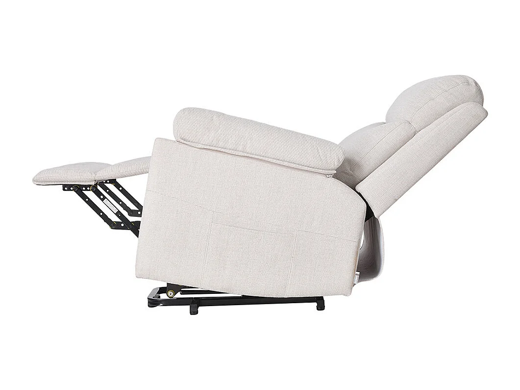 Chenille 1 Seater Reclining Sofa with Footrest - Beige White