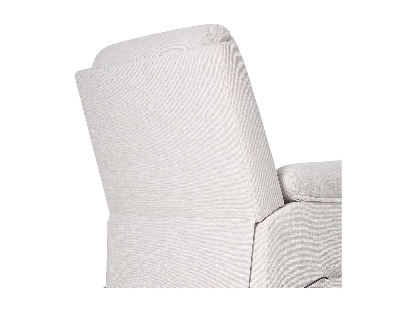 Chenille 1 Seater Reclining Sofa with Footrest - Beige White