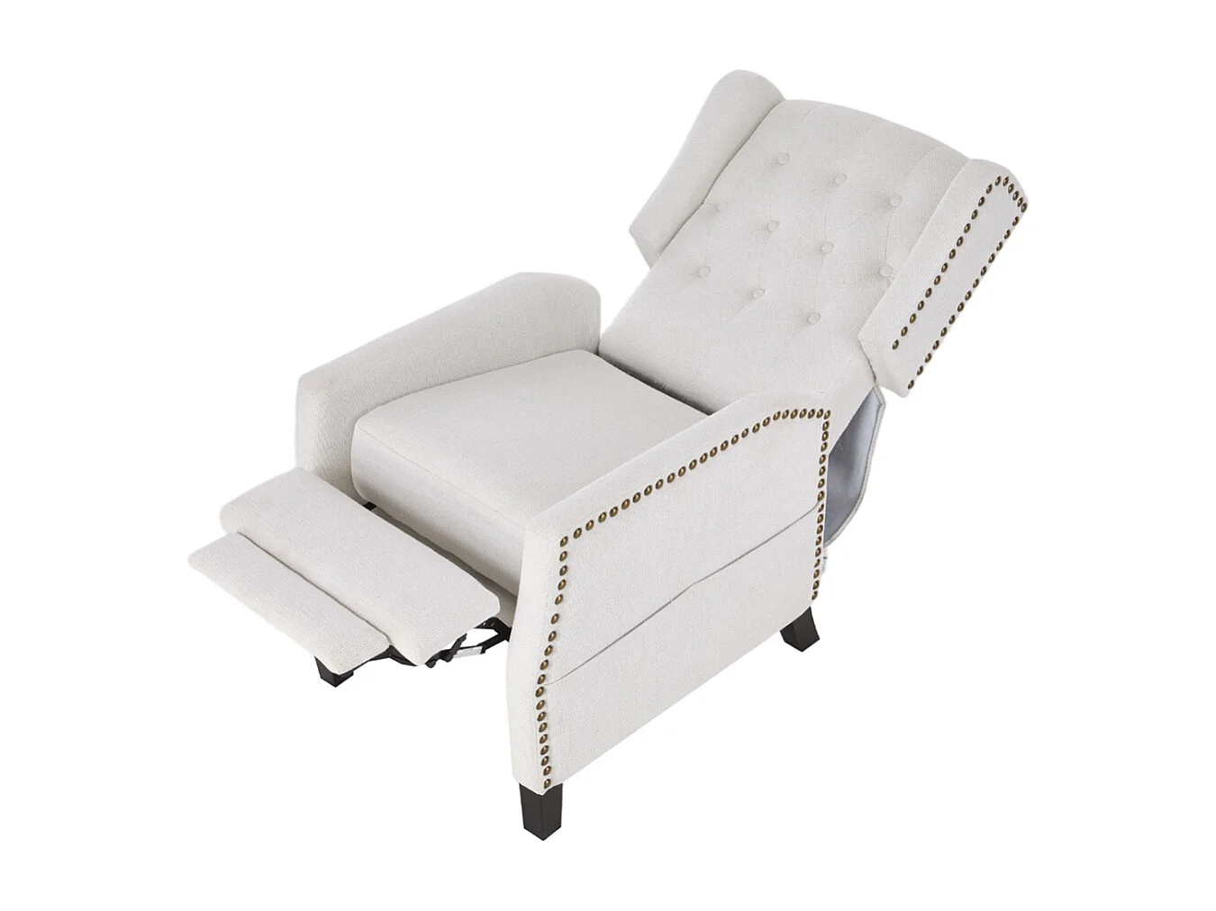 White Chenille Recliner Armchair & Footstool Set
