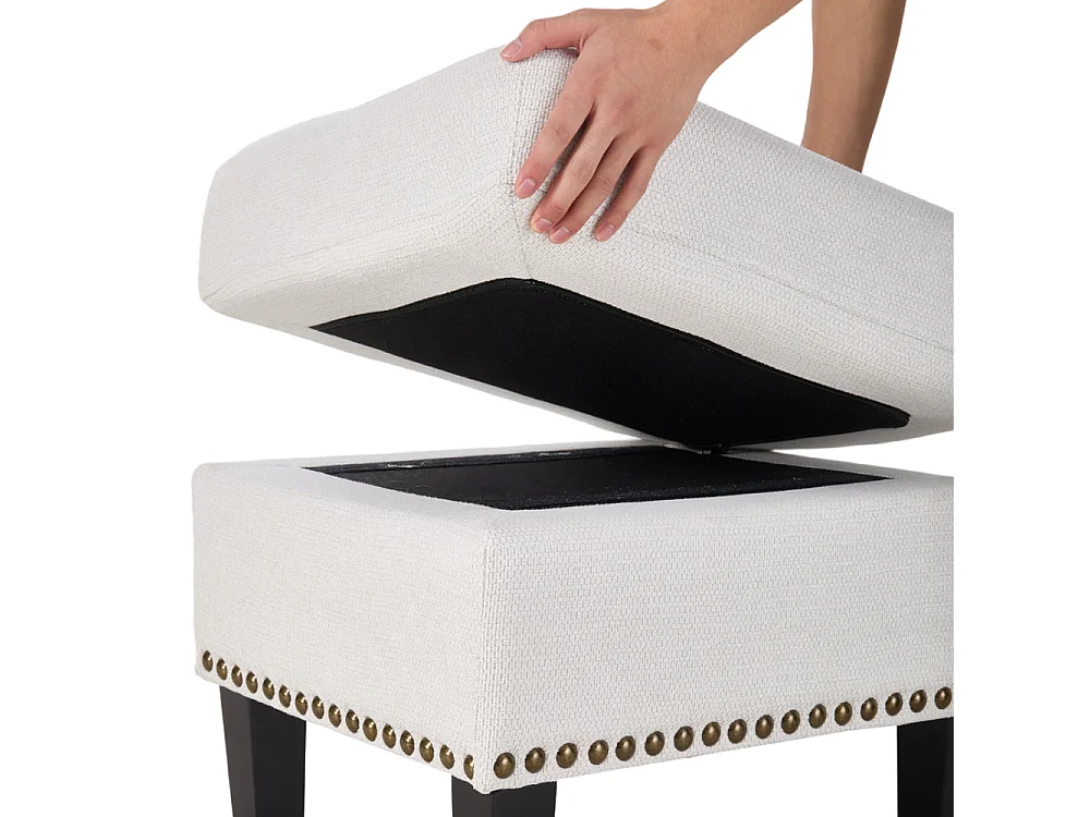 White Chenille Recliner Armchair & Footstool Set