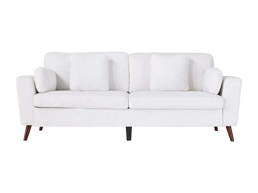 Chenille 2-Seater Sofa with Throw Pillows - White