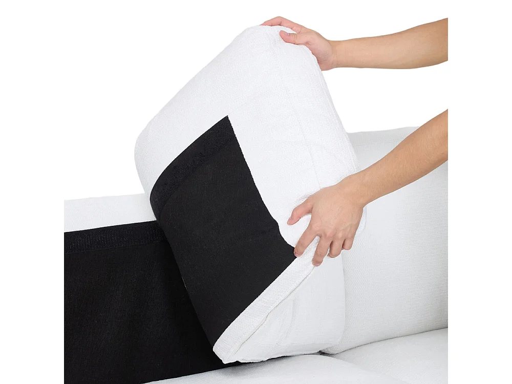 Chenille 2-Seater Sofa with Throw Pillows - White