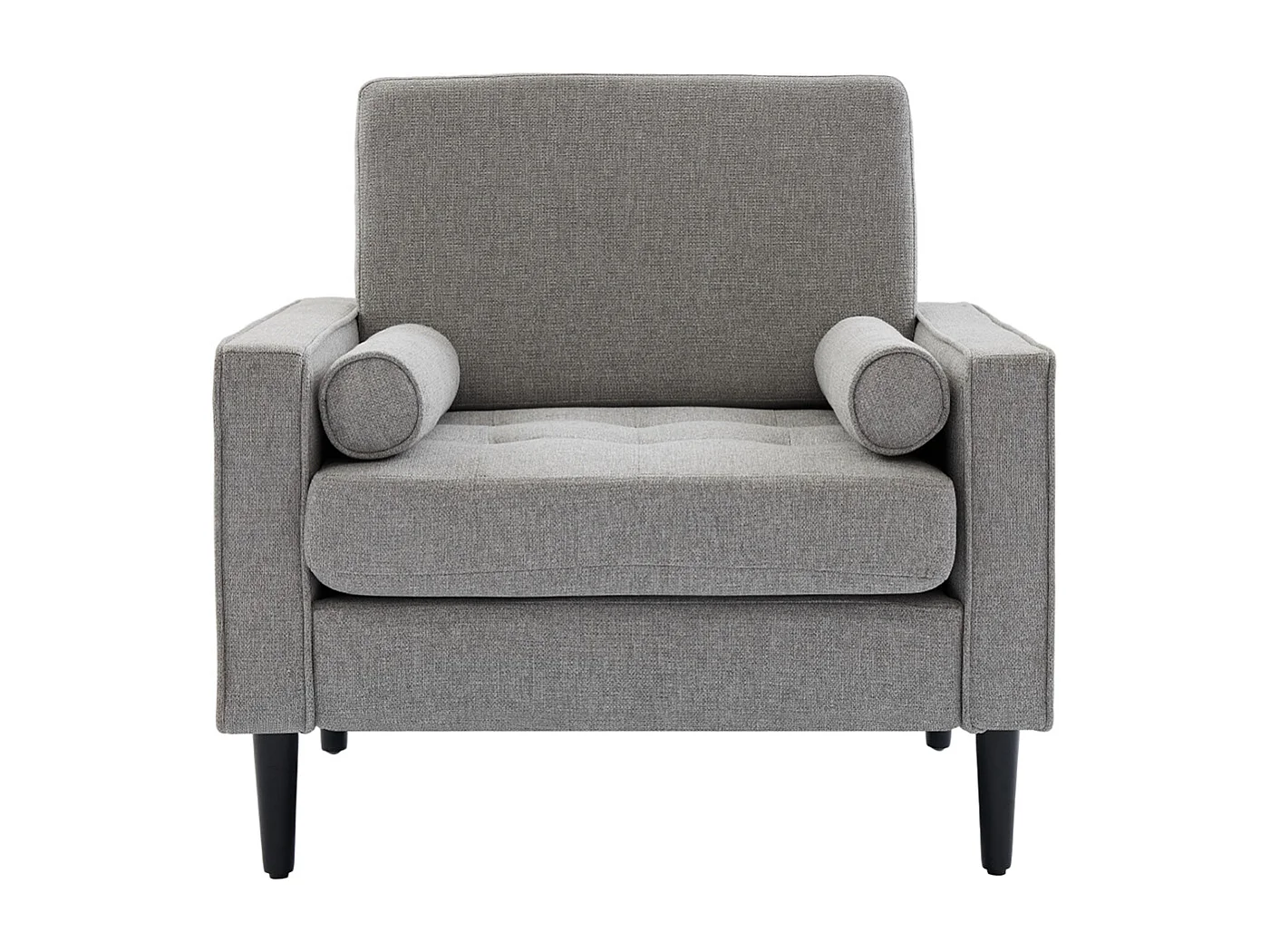 Mid-Century 1 Seater Armchair with Bolster Pillows - Grey