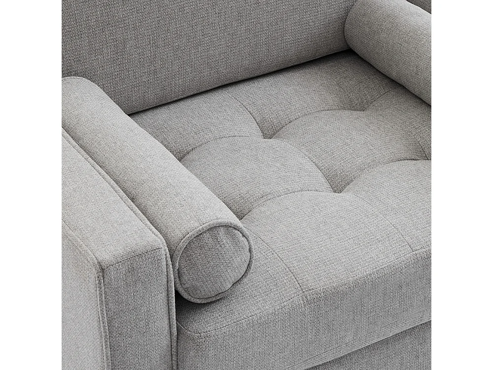 Mid-Century 1 Seater Armchair with Bolster Pillows - Grey