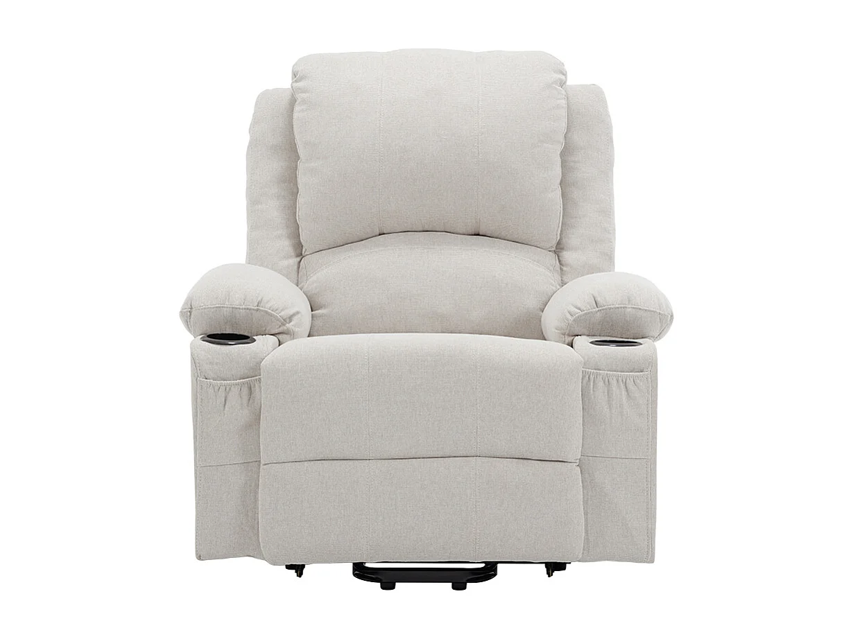 Oatmeal Chenille Power Lift Recliner Armchair with Massage & Heat
