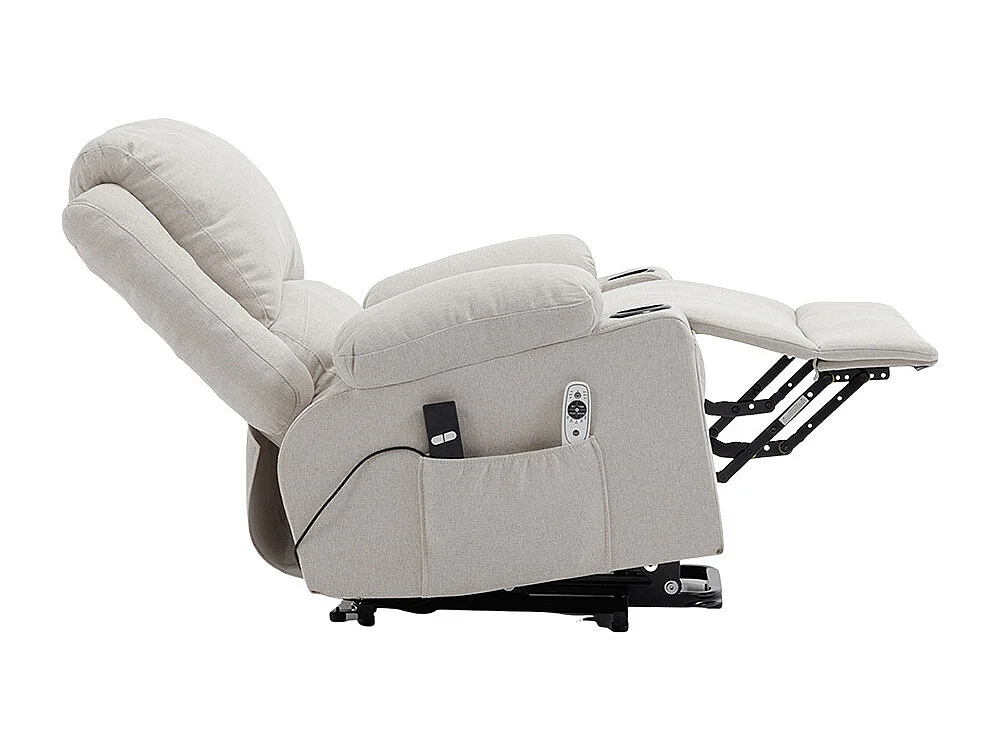 Oatmeal Chenille Power Lift Recliner Armchair with Massage & Heat