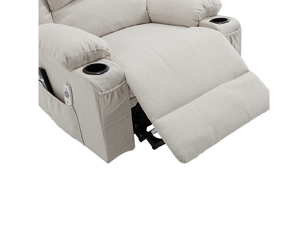 Oatmeal Chenille Power Lift Recliner Armchair with Massage & Heat