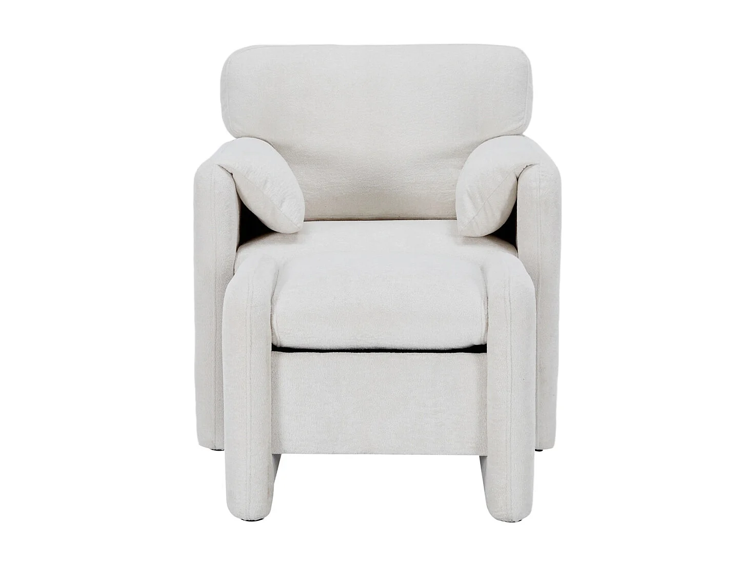 Modern Chenille Upholstered Sofa Chair with Footstool - White