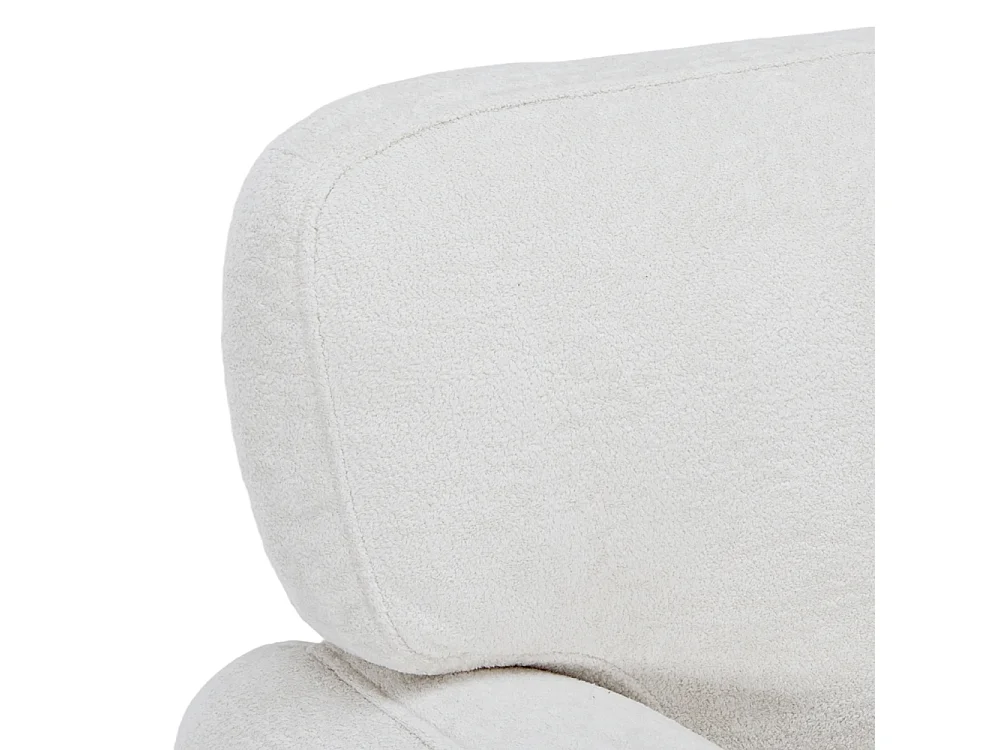 Modern Chenille Upholstered Sofa Chair with Footstool - White